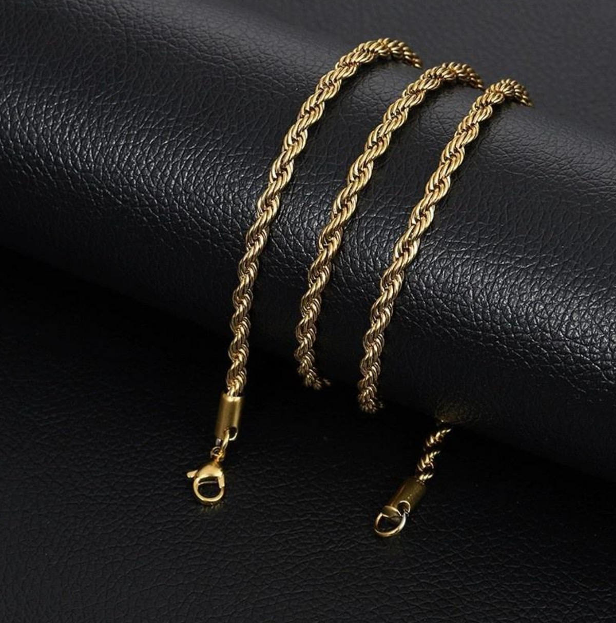 Real Gold Plated Stainless Steel Twisted Rope Chain Necklace