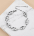 Silver Tone Stainless Steel Link Bracelet
