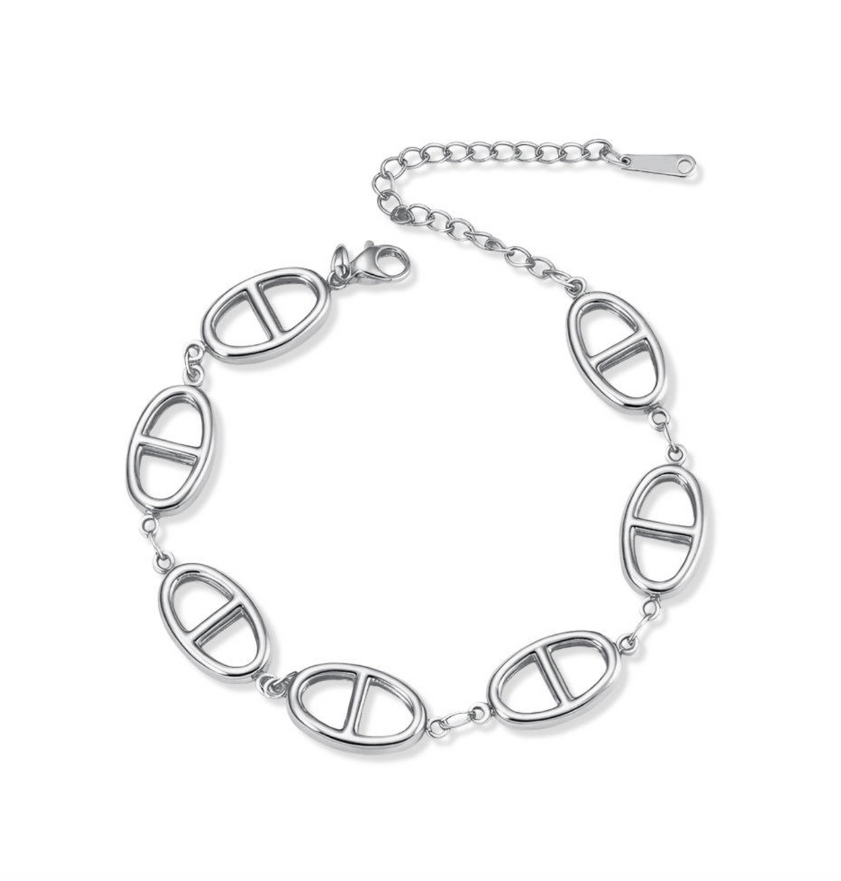 Silver Tone Stainless Steel Link Bracelet